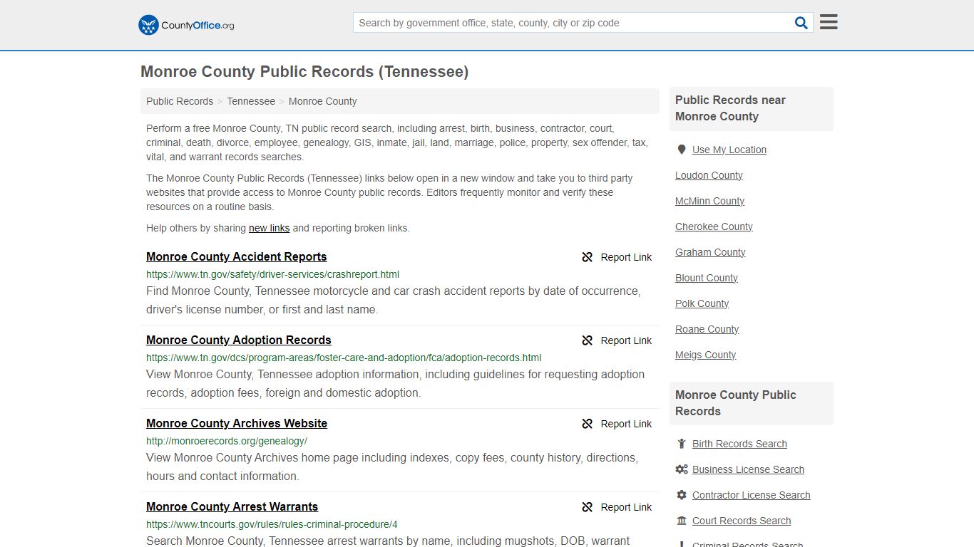 Monroe County Public Records (Tennessee) - County Office